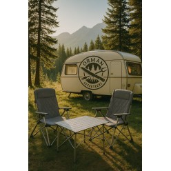 2 Adet Orcamp Trono 3 Kademeli Kamp Sandalyesi + Orcamp Alümi̇nyum Kamp Masasi