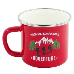 Orcamp Emaye Kupa 330 ml Kırmızı Adventure