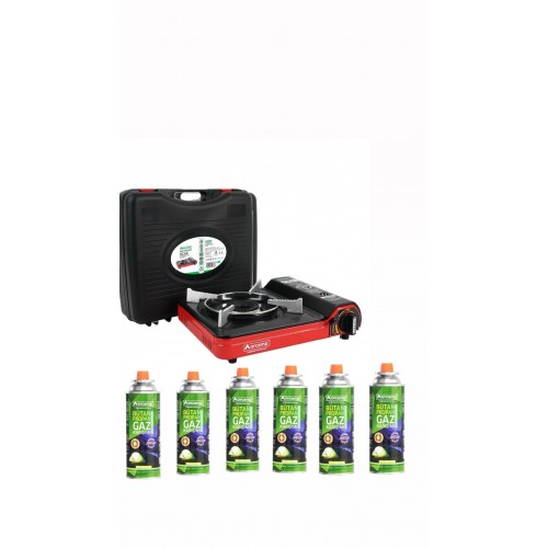 Orcamp Tekli Portatif Kamp Ocak Gaz Stop Emniyetli + 6 Adet 227 Kartuş