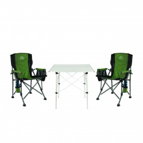 2 Adet OL Outdoor Mammoth Katlanır Kamp Sandalyesi Yeşil + OL Outdoor Alüminyum Katlanır Kamp Masası