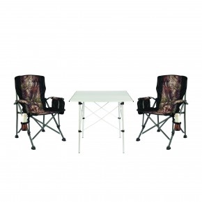 2 Adet OL Outdoor Mammoth Katlanır Kamp Sandalyesi Kamuflaj + OL Outdoor Alüminyum Katlanır Kamp Masası