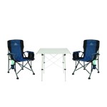 2 Adet Ol Outdoor Mammoth Katlanır Kamp Sandalyesi Mavi+Ol Outdoor Alüminyum Katlanır Kamp Masası
