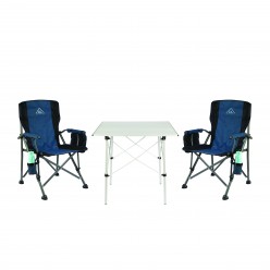 2 Adet Ol Outdoor Mammoth Katlanır Kamp Sandalyesi Mavi+Ol Outdoor Alüminyum Katlanır Kamp Masası