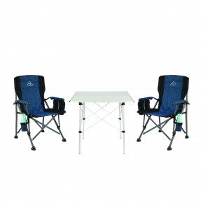 2 Adet OL Outdoor Mammoth Katlanır Kamp Sandalyesi Mavi + OL Outdoor Alüminyum Katlanır Kamp Masası