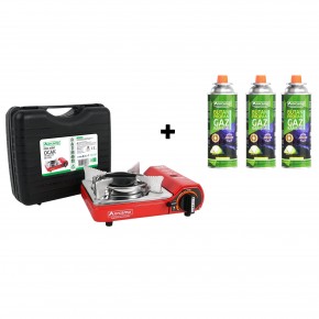 Tekli Mini Portatif Ocak Kırmızı+3 Adet Kartuş KTS-227