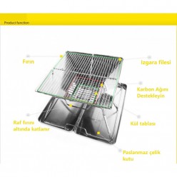 Kamp Katlanir Izgara Barbekü Metal Çanta Muhafazali