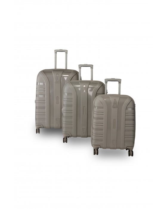 Accord Kırılmaz - Kilitli Seyehat Valizi 3'Lü Set - Gri