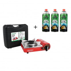Orcamp Tekli Mini Kırmızı Portatif Ocak  + 3 Adet Ol Outdoor 227 Gr Gaz Kartuşu