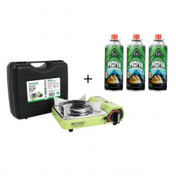 Orcamp Tekli Mini Yeşil Portatif Ocak + 3 Adet Ol Outdoor 227 Gr Gaz Kartuşu