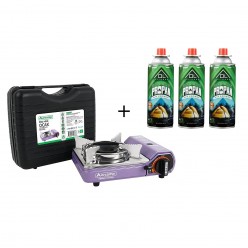 Orcamp Tekli Mini Mor Portatif Ocak + 3 Adet Ol Outdoor 227 Gr Gaz Kartuşu