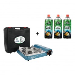 Orcamp Pro Seramik Portatif Ocak (Mavi) + 3 Adet Ol Outdoor 227 Gr Gaz Kartuşu